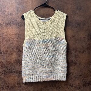 Vintage Christopher Shannon Silk Wool‎ Unisex Large Sweater Vest Butter Yellow